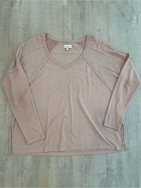 Lucky Brand Dusty Rose V-Neck Long Sleeve Top